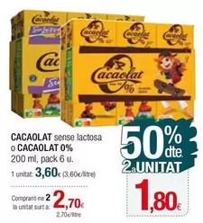 Oferta de Cacaolat - Sense Lactosa O  0% por 3,6€ en Condis