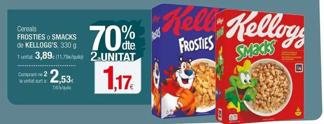 Oferta de Kellogg's - Cereales Frosties O Smacks por 3,89€ en Condis