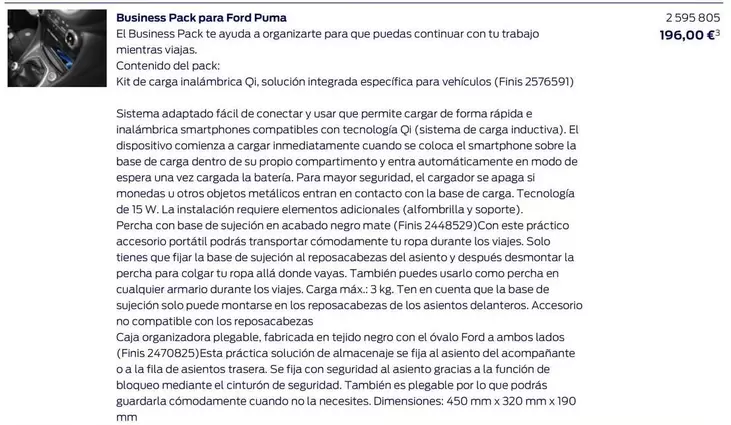 Oferta de Business Pack Para Ford Puma por 196€ en Ford