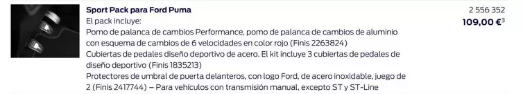 Oferta de Sport Pack Para Ford Puma por 109€ en Ford