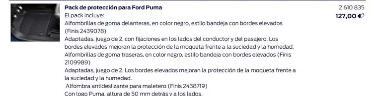 Oferta de Ford - Pack De Protección Para Ford Purna por 127€ en Ford