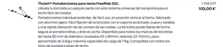 Oferta de Sistema - Tiguetes Para Techo Fresfide S32 por 105€ en Ford