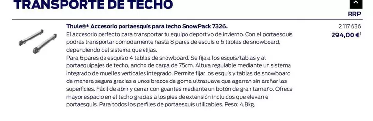 Oferta de Sistema - Transporte De Techo por 294€ en Ford