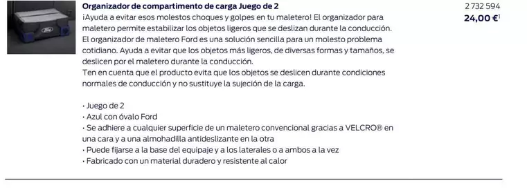 Oferta de Organizador De Compartimento De Carga Juego De 2 por 24€ en Ford