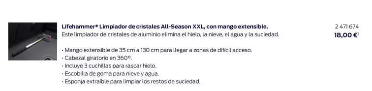 Oferta de Limpiador De Cristales All-iseason Xxl, Con Mango Atornable por 18€ en Ford