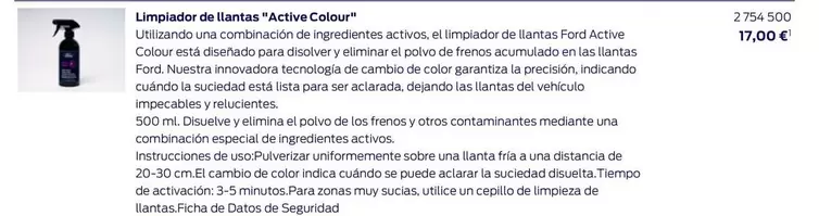 Oferta de Active - Limpiador De Llantas  Colour por 17€ en Ford