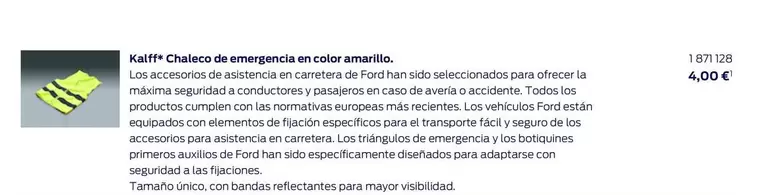 Oferta de Ford - Chalico De Emergencia En Color por 4€ en Ford