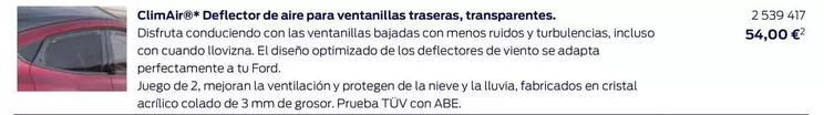 Oferta de Aire - Climalere De Dietro De  Para Ventenillas Traseres por 54€ en Ford
