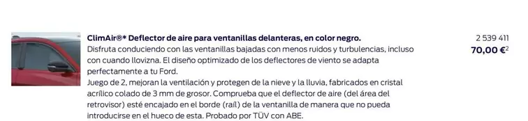 Oferta de Aire - Dentecto De Airo Para Ventilas Delatientes por 70€ en Ford