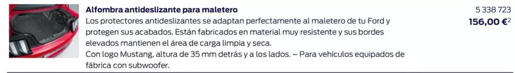 Oferta de Alfombra Antideslizante Para Maletero por 156€ en Ford