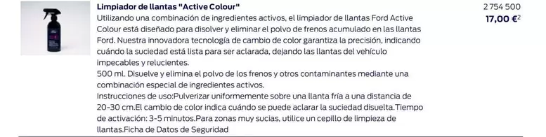 Oferta de Limpiador De Llantas " Active Colour" por 17€ en Ford