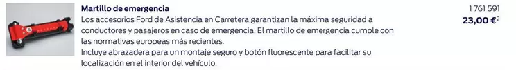 Oferta de Ford - Martillo De Emergencia por 23€ en Ford