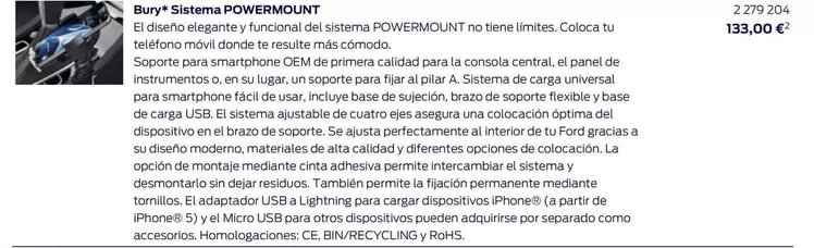 Oferta de Sistema - Buy*  Powermount por 133€ en Ford