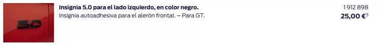 Oferta de Insignia 5.0 Para El Lado Izquierdo, En Color Negro. por 25€ en Ford