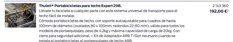 Oferta de Sistema - Trules Portabiolectas Para Techo Expert 296 por 192€ en Ford