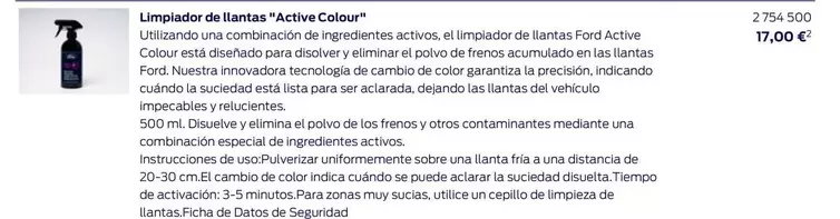 Oferta de Limpiador De Llantas "Activo Colour" por 17€ en Ford