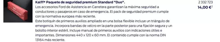 Oferta de Kalff* Paquete De Seguridad Premium Standard "Duo" por 14€ en Ford