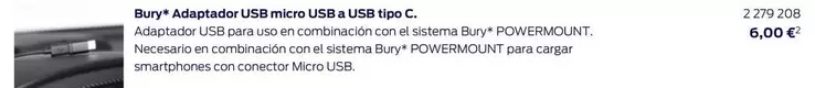 Oferta de Bury* Adaptador USB Micro USB A USB Tipo C por 6€ en Ford