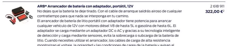 Oferta de ARB* Arrancador De Batería Con Adaptador, Portátil por 322€ en Ford