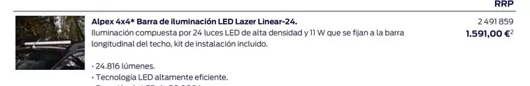 Oferta de Alpex 4x4* Barra De Iluminación LED Lazer Linear-24 por 1591€ en Ford