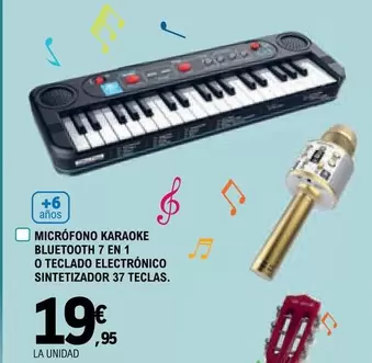 Oferta de Micrófono Karaoke Bluetooth 7 En 1 O Teclado Electronico Sintetizador 37 Teclas por 19,95€ en E.Leclerc