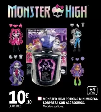 Oferta de Monster High - Potions Minimuñeca Sorpresa Con Accesorios por 10,1€ en E.Leclerc