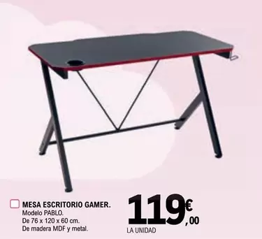 Oferta de Mesa Escritorio Gamer por 119€ en E.Leclerc