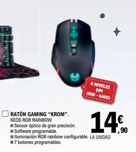 Oferta de Raton Gaming "Krom" por 14,9€ en E.Leclerc