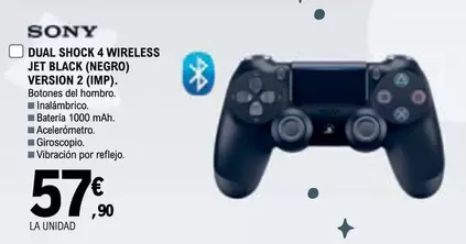 Oferta de Sony - Dual Shock 4 Wireless Jet Black (Negro) Version 2 (MP) por 57,9€ en E.Leclerc