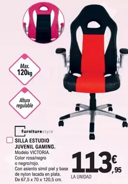 Oferta de Furniture Style - Silla Estudio Juvenil Gaming por 113,95€ en E.Leclerc