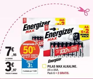 Oferta de Energizer - Pilas Max Alkaline por 7,95€ en E.Leclerc