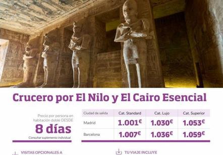 Oferta de Cruceros por el Nilo  por 1001€ en Viajes Eroski