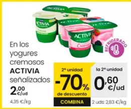 Oferta de Activia - En Los Yogures Cremosos Senalizados por 2€ en Eroski