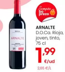 Oferta de Arnalte - D.O.Ca. Rioja, Joven, Tinto por 1,99€ en Eroski