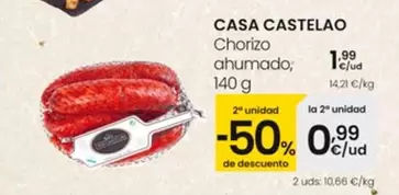 Oferta de Casa Castelao - Chorizo Ahumado por 1,99€ en Eroski