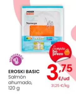 Oferta de Eroski Basic - Salmón Ahumado por 3,75€ en Eroski