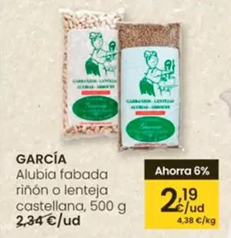 Oferta de Garcia - Alubia Fabada Riñón O Lenteja Castellana por 2,19€ en Eroski