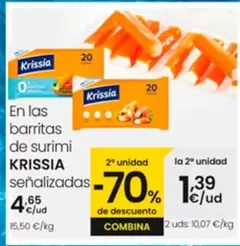 Oferta de Krissia - En Las Barritas De Surimi por 4,65€ en Eroski