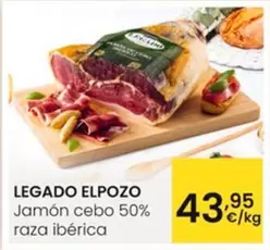 Oferta de Legado ElPozo - Jamon Cebo 50% Raza Iberica por 43,95€ en Eroski