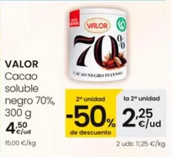 Oferta de Valor - Cacao Soluble Negro 70% por 4,5€ en Eroski