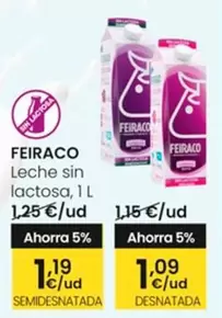 Oferta de Feiraco - Leche Sin Lactosa por 1,09€ en Eroski