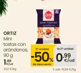 Oferta de Ortiz - Mini Tostas Con Arandanos por 1,99€ en Eroski