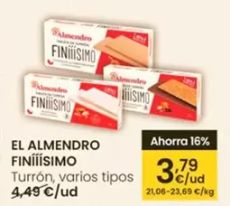 Oferta de El Almendro Finissimo - Turron por 3,79€ en Eroski