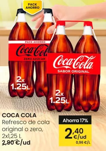 Oferta de Coca-Cola - Refresco De Cola Original O Zero por 2,4€ en Eroski