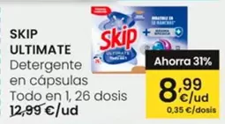 Oferta de Skip Ultimate - Detergente En Capsulas por 8,99€ en Eroski