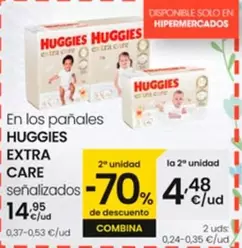 Oferta de Huggies - En Los Panales Extra Care por 14,95€ en Eroski