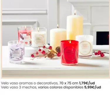 Oferta de Vela Vaso Aromas O Decorativas por 1,79€ en Eroski