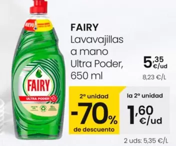 Oferta de Fairy - Lavavajillas A Mano Ultra Poder por 5,35€ en Eroski