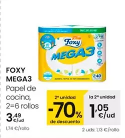 Oferta de Foxy Mega3 - Papel De Cocina por 3,49€ en Eroski