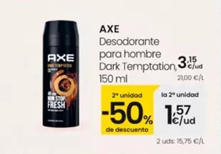 Oferta de Axe - Desodorante Para Hombre Dark Temptation por 3,15€ en Eroski